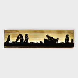 Bild beleuchtet 92 cm mit Silhouette Murmeltier auf Holz
