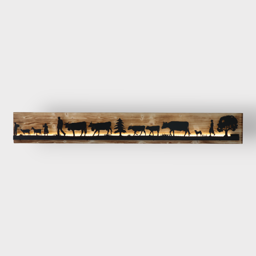 Bild beleuchtet 185cm mit Silhouette Alpabzug auf Holz