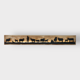 Bild beleuchtet 185cm mit Silhouette Schafe auf Holz