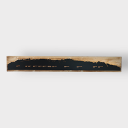 Bild beleuchtet 185cm mit Silhouette Alpstein Sicht Rheintal auf Holz