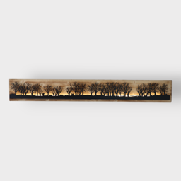 Bild beleuchtet 185cm mit Silhouette Wald auf Holz