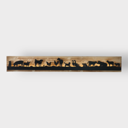 Bild beleuchtet 185cm mit Silhouette Bauernhoftiere auf Holz
