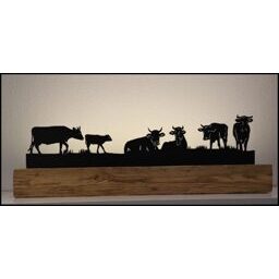 Kühe am Weiden 2 Altholzbalken 90cm