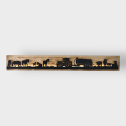 Bild beleuchtet 185cm mit Silhouette Pferde Traktor und Kühe auf Holz