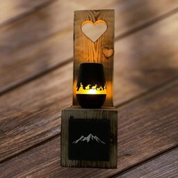 Steinbock & Gebirge Palettenfuss mit Glaswindlicht