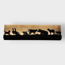 Bild beleuchtet 92 cm mit Silhouette Bauernhoftiere Teil 2 auf Holz