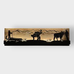 Bild beleuchtet 92 cm mit Silhouette Schwingfest Teil 1 auf Holz