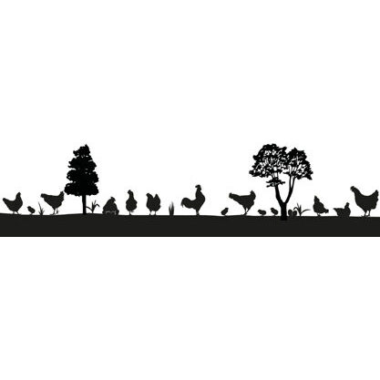 Silhouette aus Blech Hühner