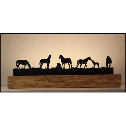 Pferde am Weiden Altholzbalken 90cm