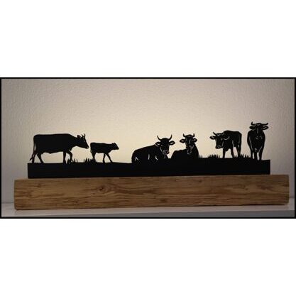 Kühe am Weiden 2 Altholzbalken 90cm