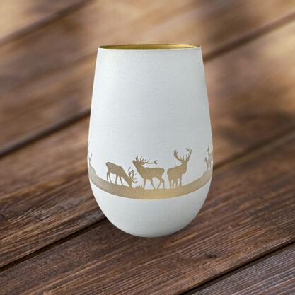 Windlicht weiss-gold Hirsch