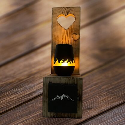 Steinbock & Gebirge Palettenfuss mit Glaswindlicht