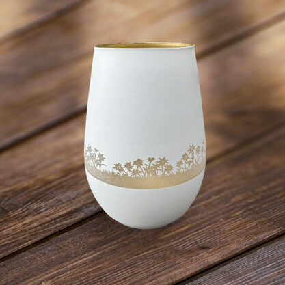 Windlicht weiss-gold Edelweiss