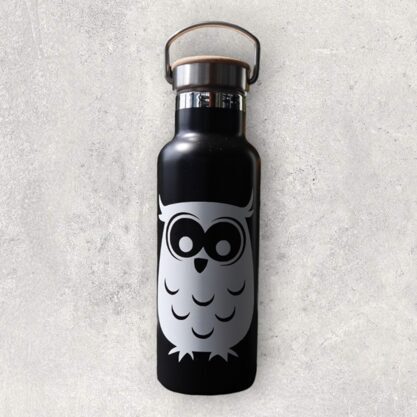 Thermosflasche schwarz Eule