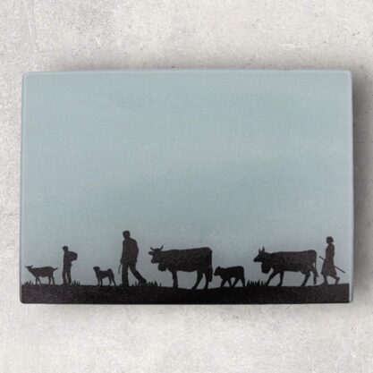 Glasschneidebrett Alpabzug klassisch