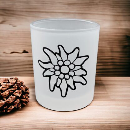 Windlicht gefrostet Edelweiss