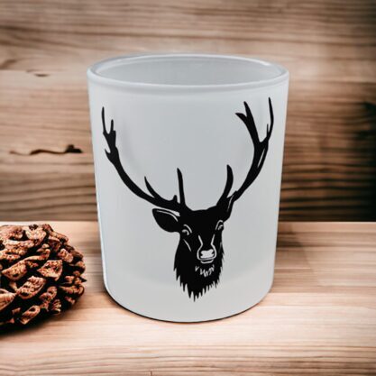 Windlicht gefrostet Hirschkopf