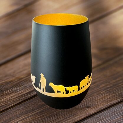 Windlicht schwarz-gold Schafe