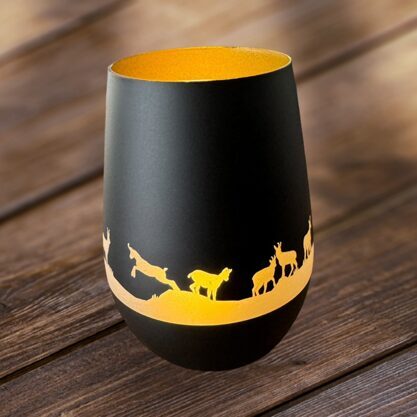 Windlicht schwarz-gold Gams