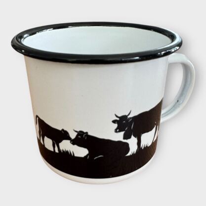 Emaille Tasse Kühe am weiden