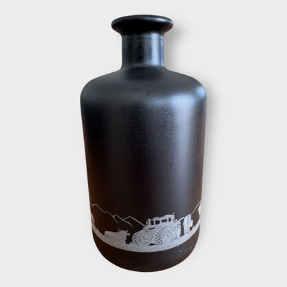 Glasflasche mit Lampe Silhouette Fendt Traktor