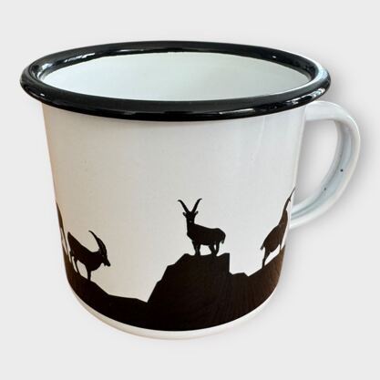 Emaille Tasse Steinböcke