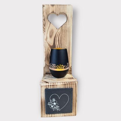 Palettenfuss Windlicht Blumenwiese Herz