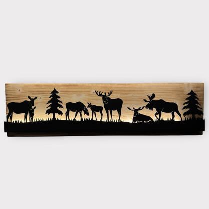 Bild beleuchtet 92 cm mit Silhouette Elche