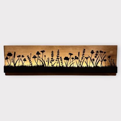 Bild beleuchtet 92 cm mit Silhouette Blumenwiese