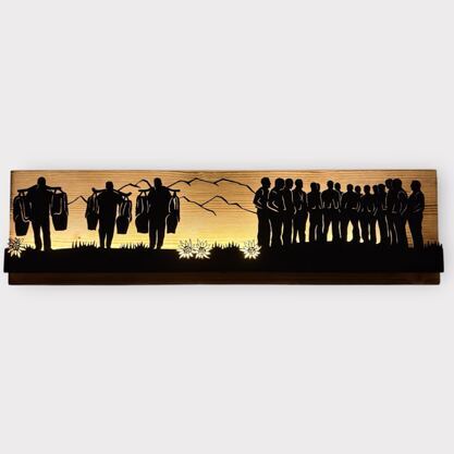 Bild beleuchtet 92 cm mit Silhouette Treichler und Jodler-gruppe