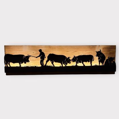 Bild beleuchtet 92 cm mit Silhouette Eringer Kühe