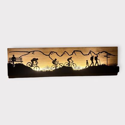 Bild beleuchtet 92 cm mit Silhouette Biker Churfirsten Toggenburg