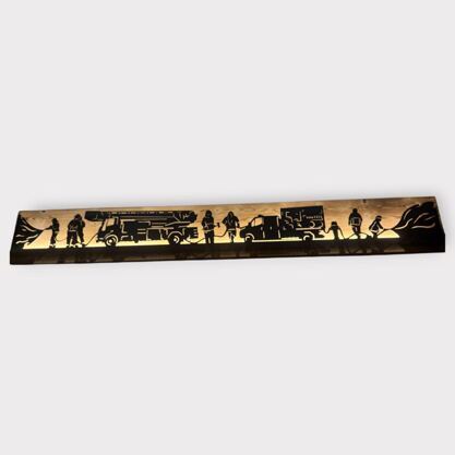Bild beleuchtet 185cm mit Silhouette Feuerwehr