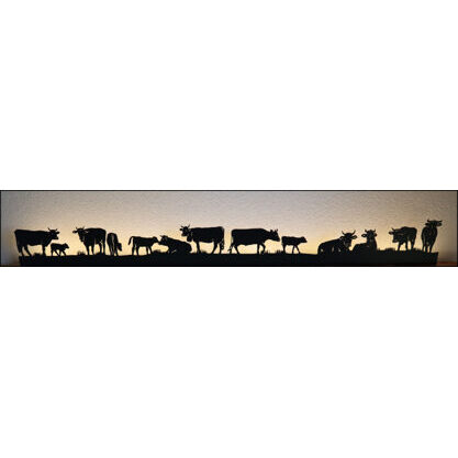 Kühe am Weiden Altholz Balken 185cm mit verschiedenen Silhouetten