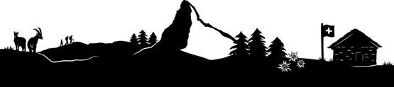 Silhouette aus Blech Matterhorn Steinböcke Wanderer