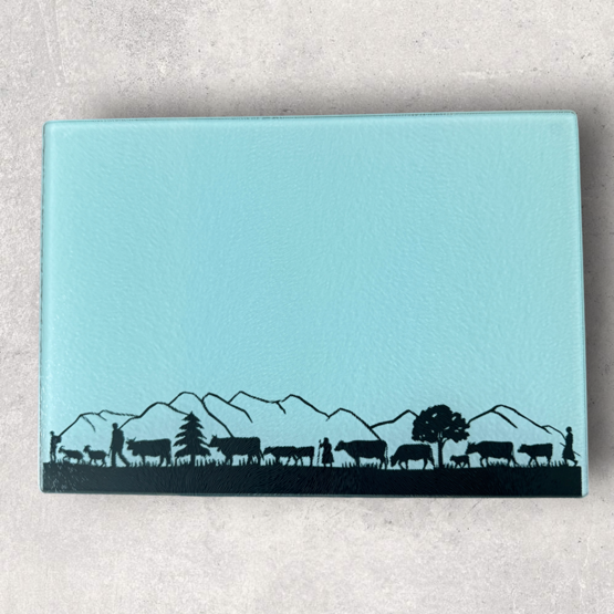 Glasschneidebrett Alpabzug Gebirge klassisch