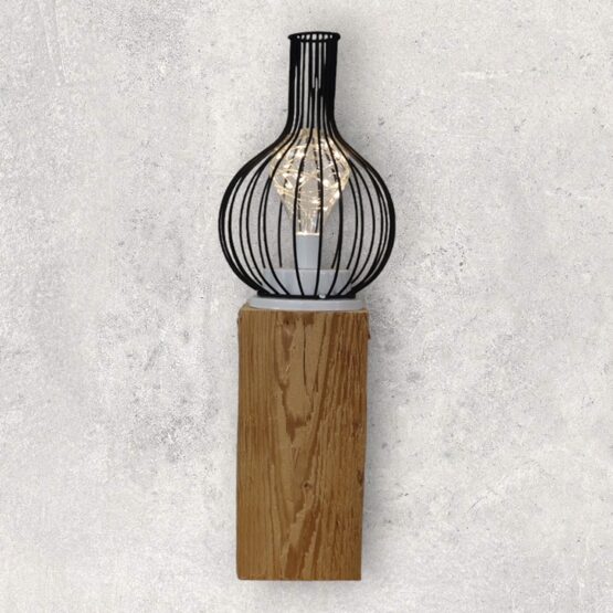 Retro Windlicht mit Altholz Balken