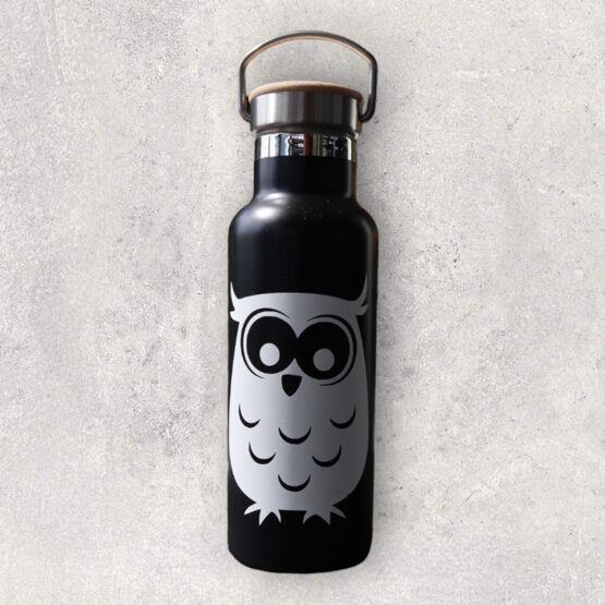 Thermosflasche schwarz Eule