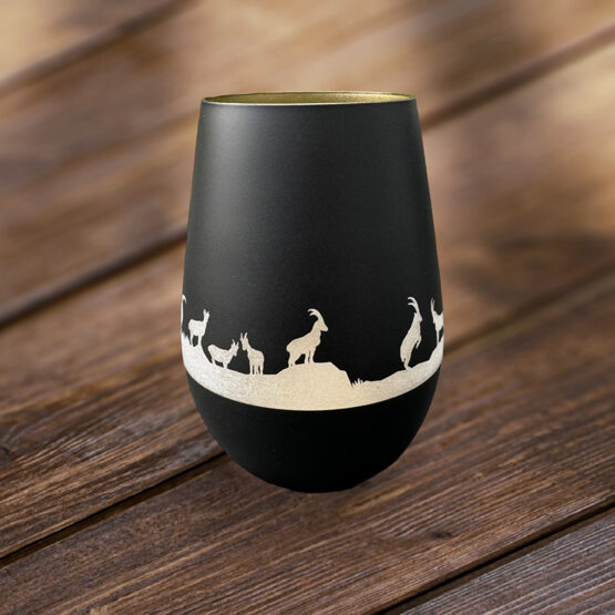 Windlicht schwarz-gold Steinbock