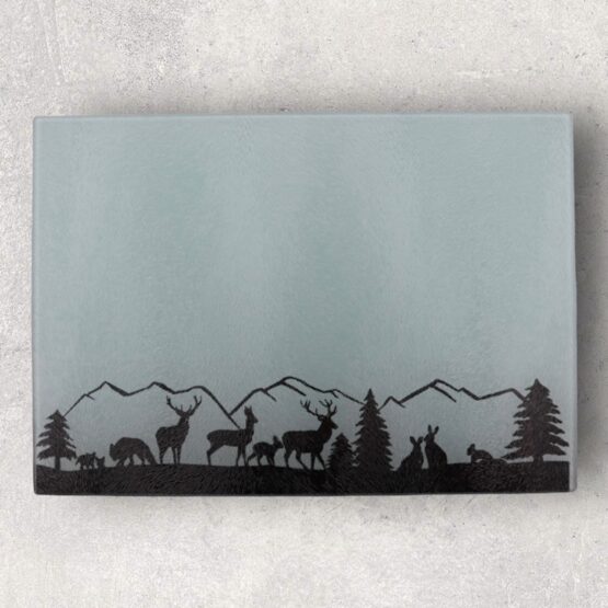 Glasschneidebrett Hirsch Wald