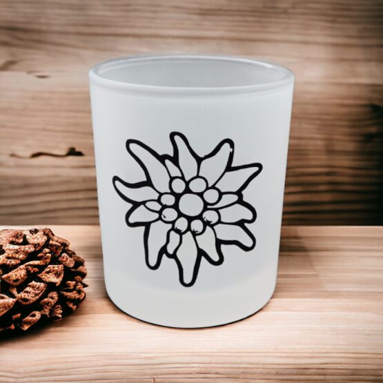 Windlicht gefrostet Edelweiss