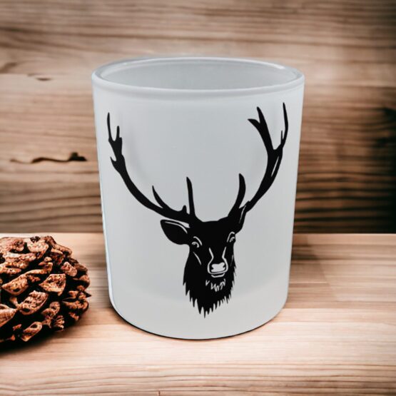 Windlicht gefrostet Hirschkopf