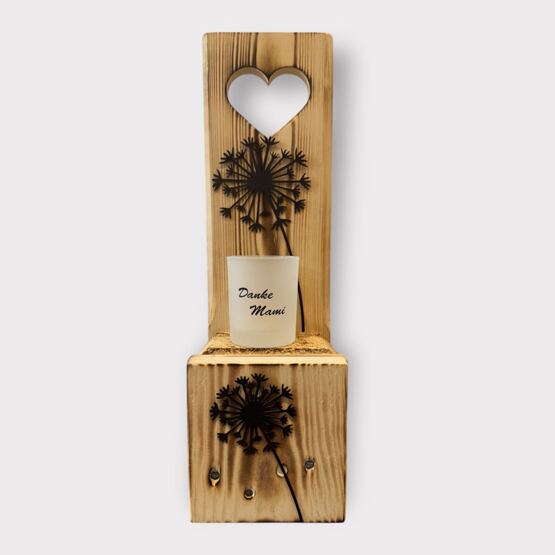 Palettenfuss Pusteblume mit Windlicht DANKE Mami